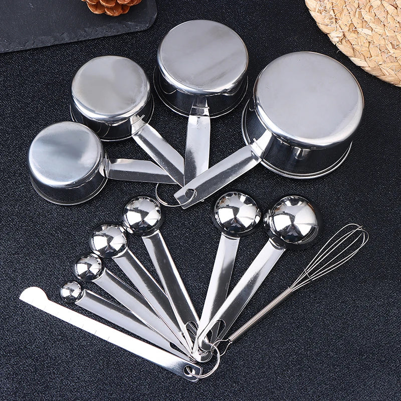4/6/8pcs Stainless Steel Measuring Spoon Integrated Scale