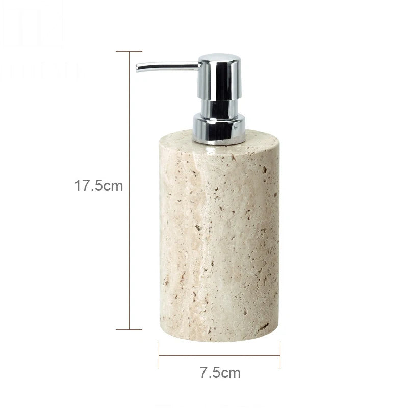 Beige Travertine Bathroom Natural Marble Soap Dispenser Soap