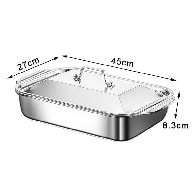 Stainless Steel Baking Pan Lids Deep Dish Fish/Pasta/Grilling