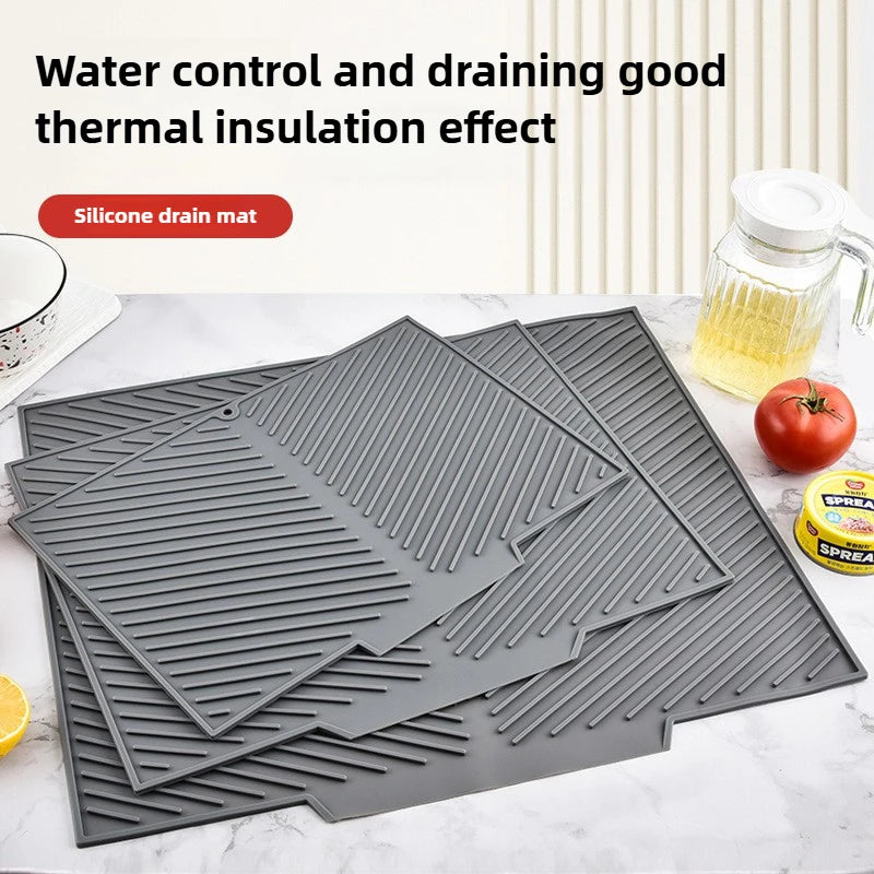 Dish Drying Mat-Silicone Drying Pad Counter Non-Slip Drain