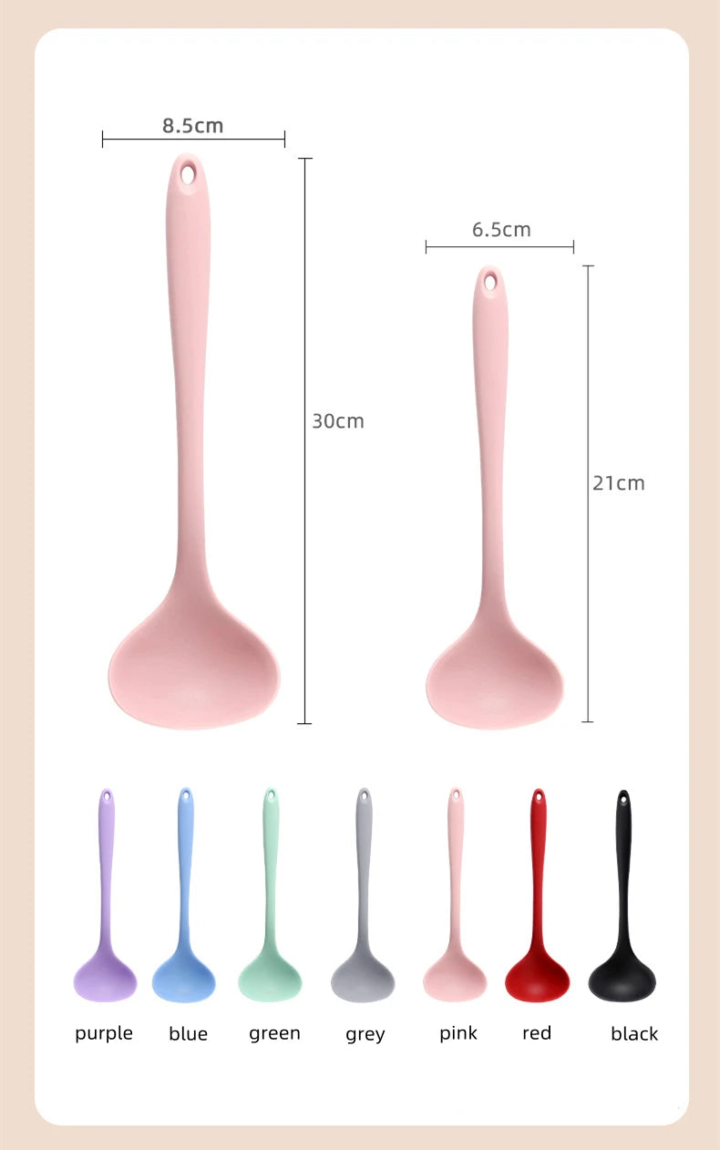 1pc Long Handle Silicone Soup Spoon Ramen Noodles