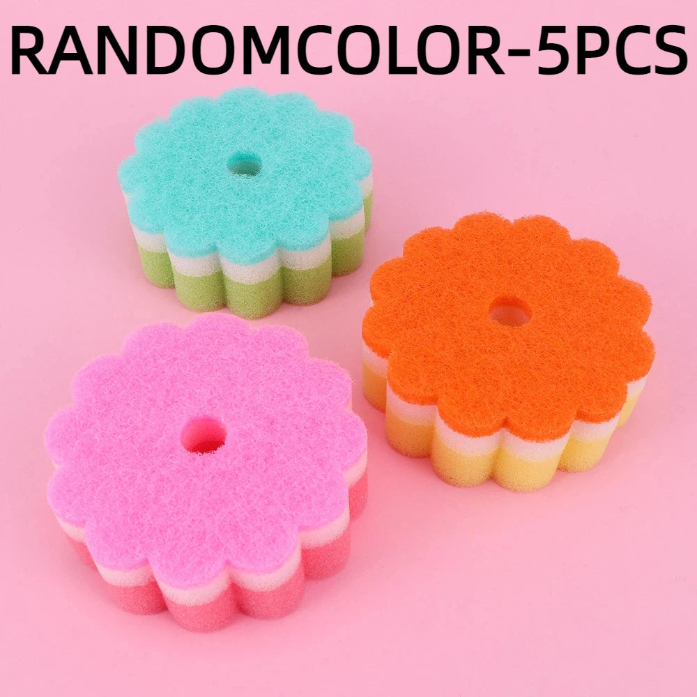 Practical Sponges Scouring Pads Flower Shape Sponge Brush