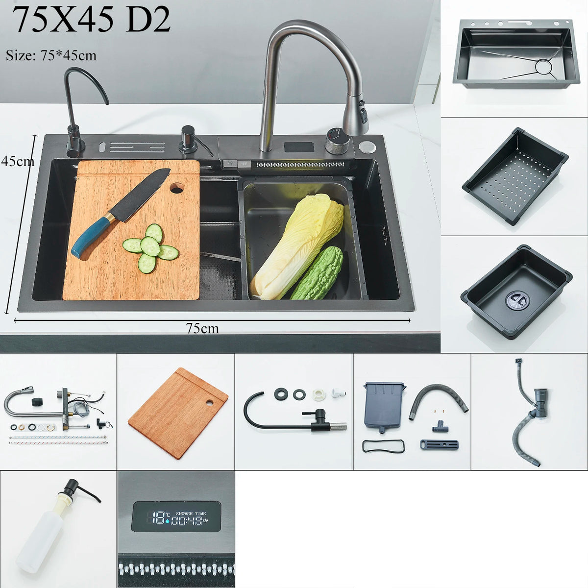 Shinesia 304 Stainless Steel Sink Digital Display Large