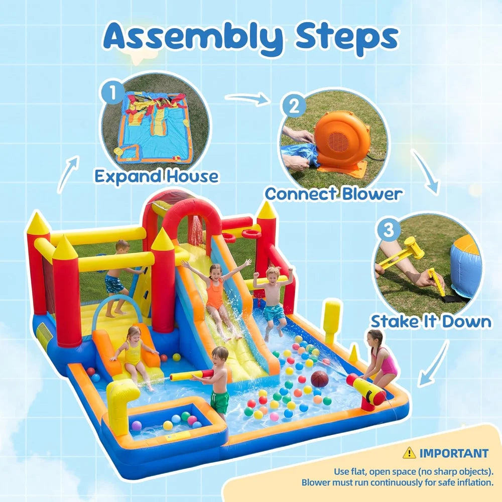 Jump Slide Inflatable Bouncer Kids Heavy Duty Blower