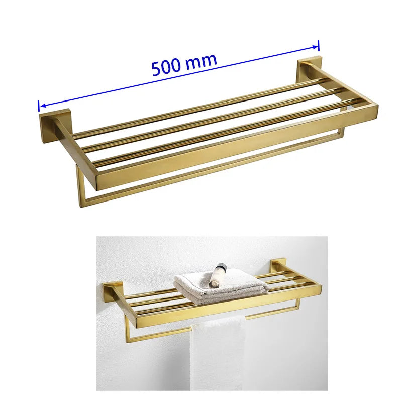 Gold Brushed Bathroom Hardware Towel Bar Rail Toilet