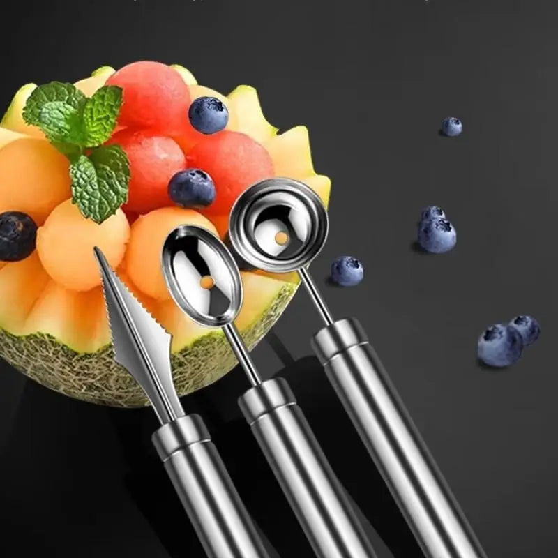 1pcs Fruit Carving Spoon Stainless Steel Waviness Baller