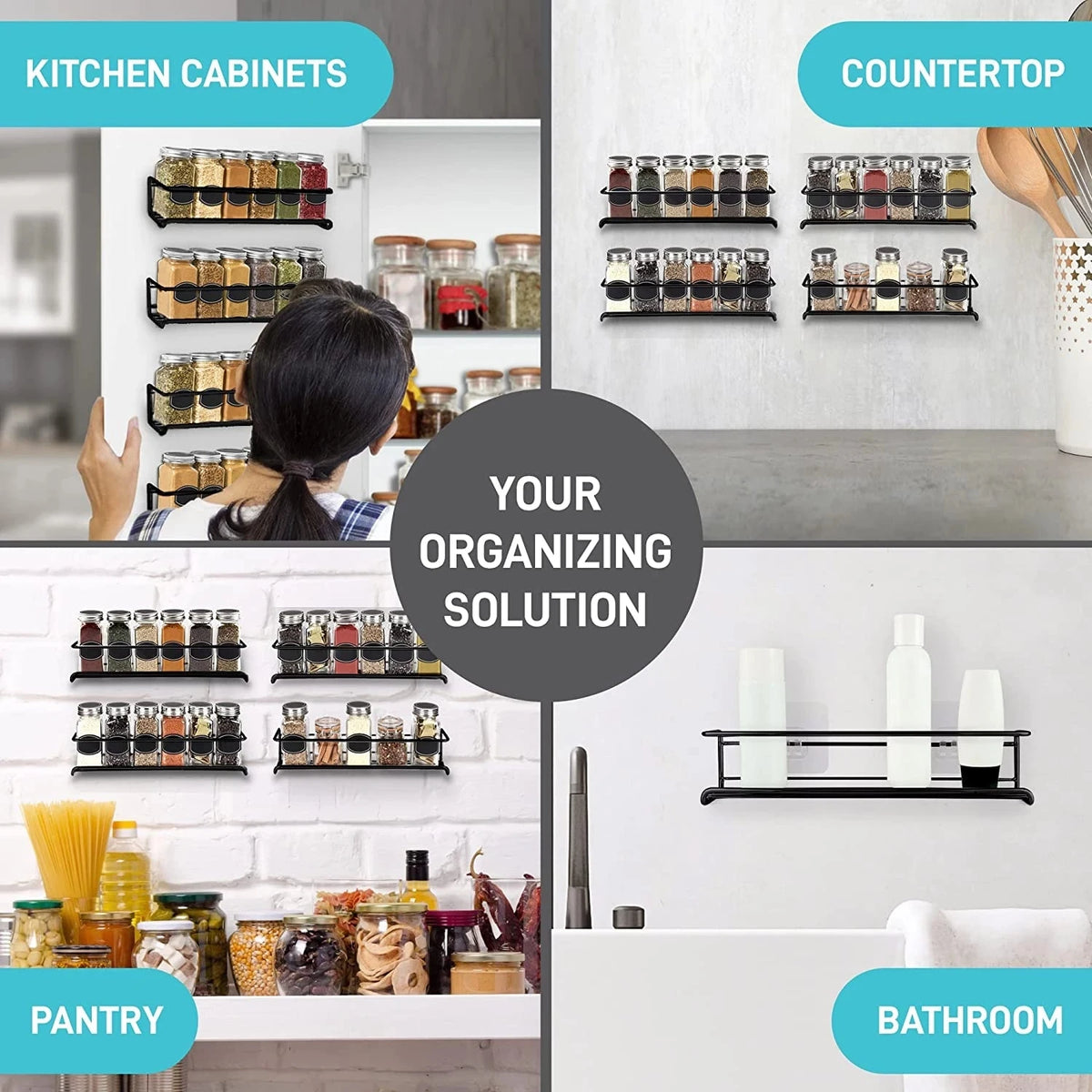 4/2pcs Spice Rack Organizer Wall Mount Storage Racks