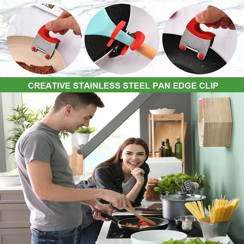 Stainless Steel Pot Clip Holder Spoon Rest Anti-Scald