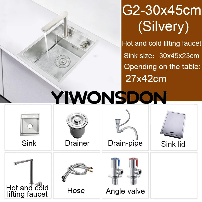 Nano Hidden Bar Sink Black Folding Faucet Silvery