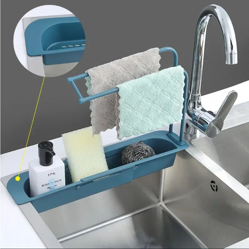 Telescopic Sink Shelf Drainer Rack Soap Sponge Holder
