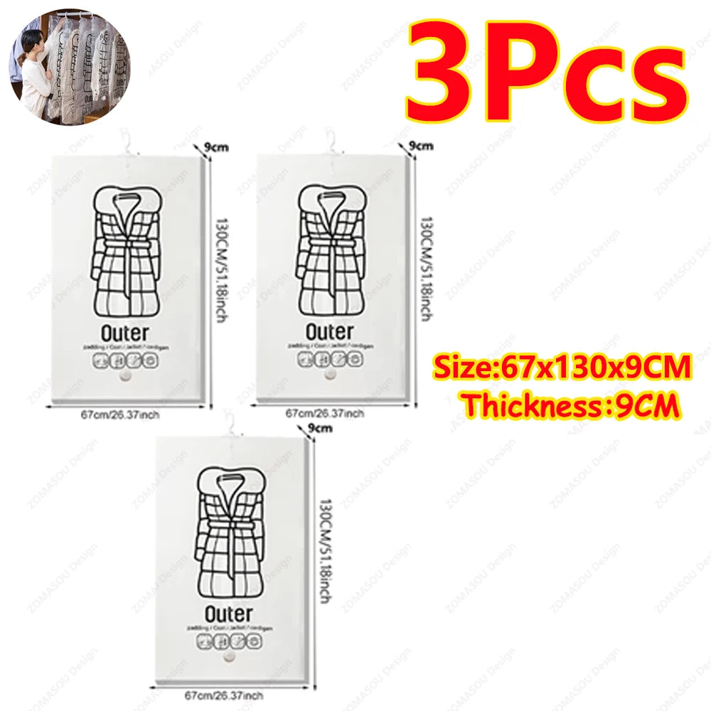1-10pcs Hanging Vacuum Storage Bag Reusable Space Saver