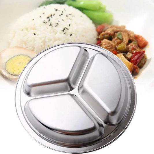 Dish Dinner Plate 1pcs Silver Stainless Steel Sections