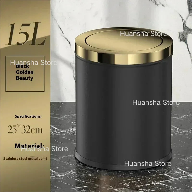 Stainless Steel Trash Can Gold Bathroom Bedroom Recycle