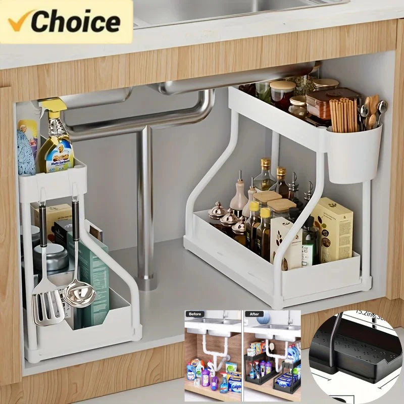 Space Saving Tier Under Sink Organizer Pull Out