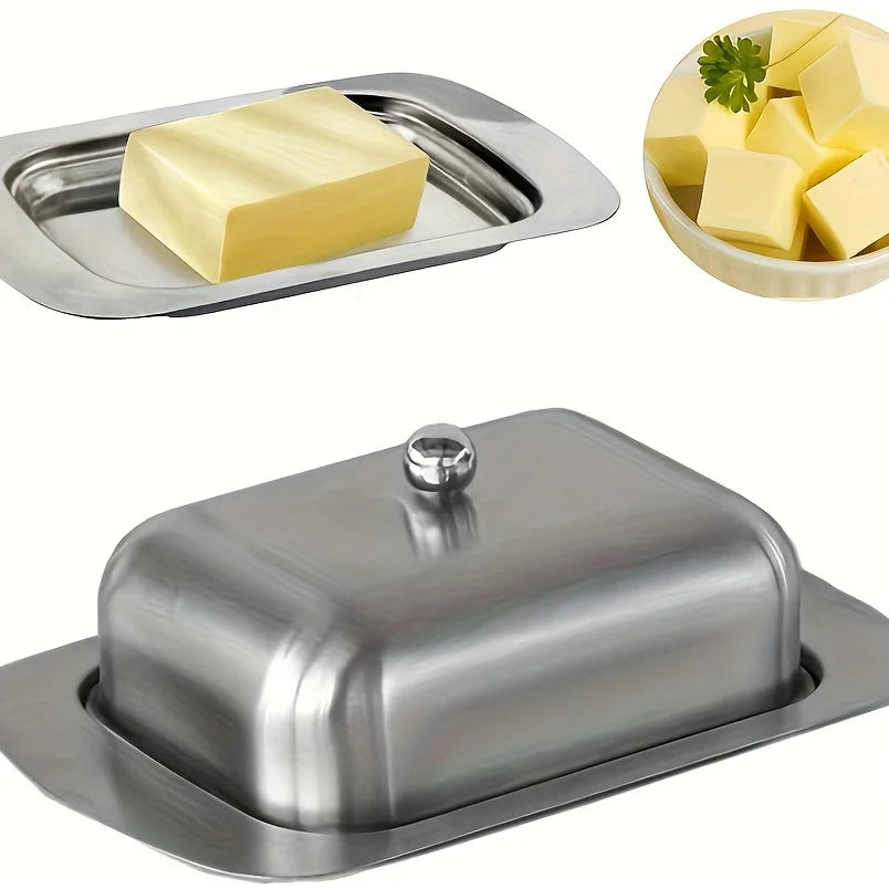 1pc Stainless Steel Butter Dish Lid Handle Cover