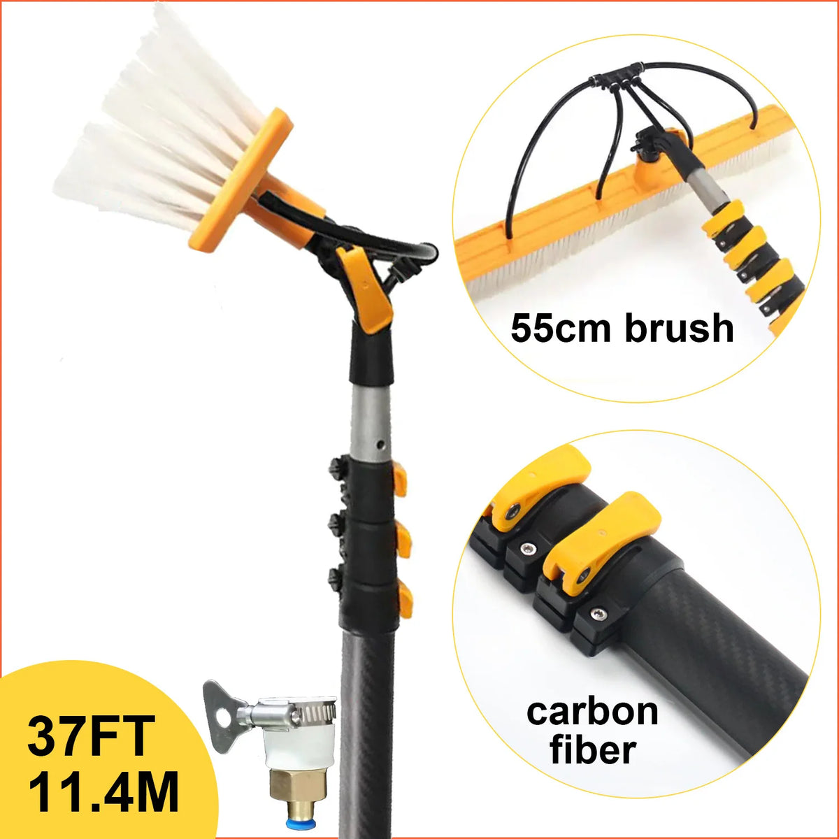Water Fed Telescopic Pole Telesbrush Window Solar Photovoltaic