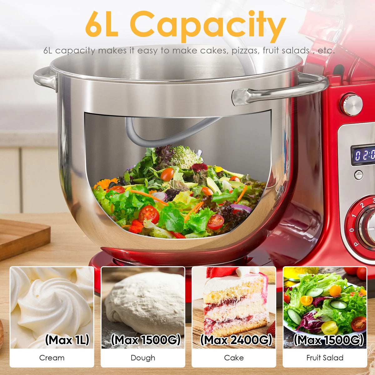 Biolomix 6-Speed Food Stand Mixer 1200w Dc Quiet