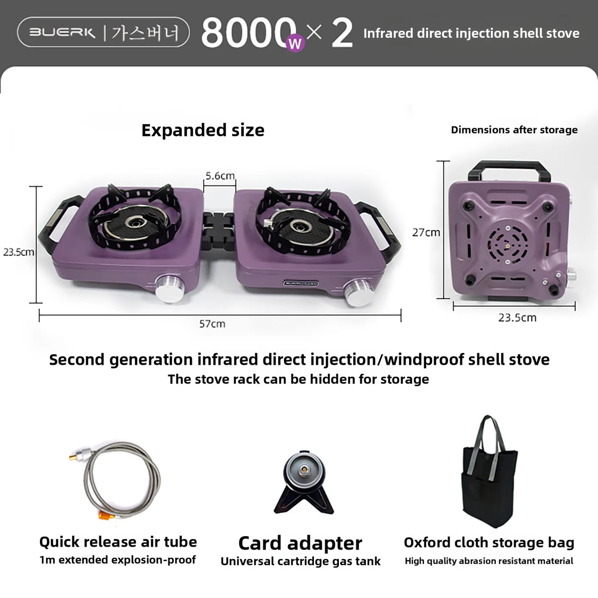 Buerk Camping Stove Gas Stove Dual Burner Foldable