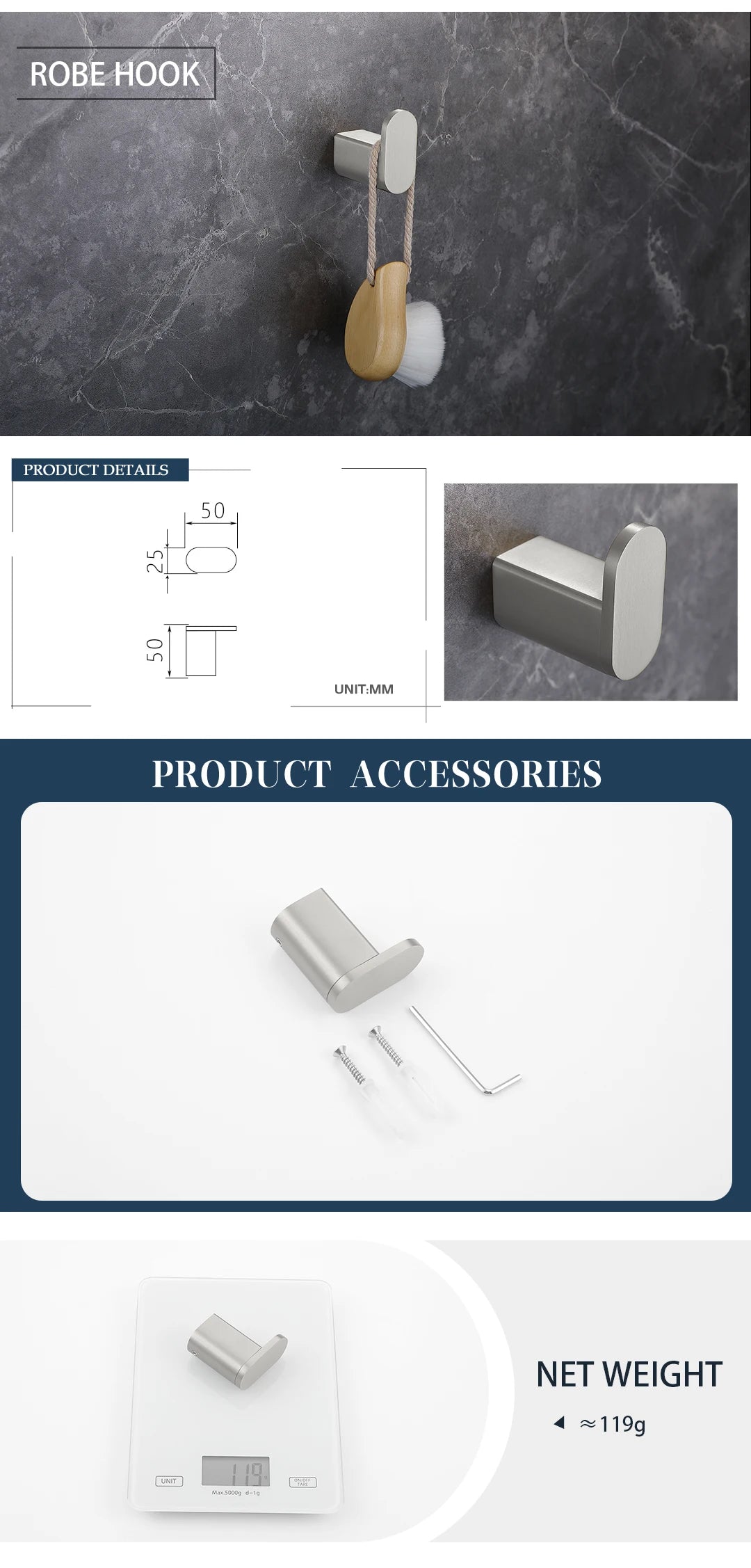 Brushed Towel Ring Holder Bar Rack Brush/Paper Holder