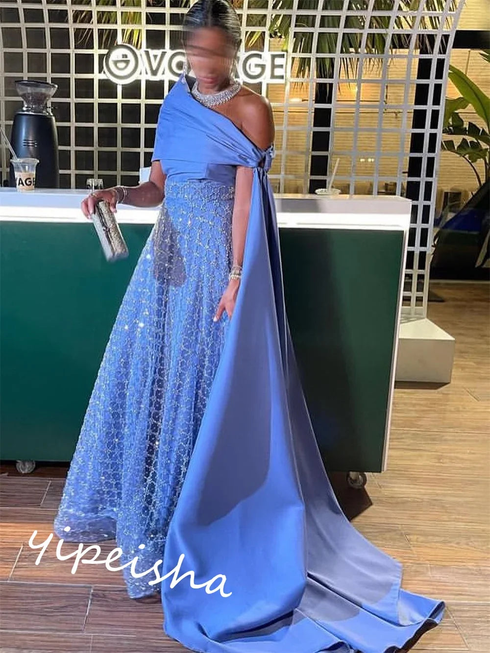 Customizedsparkle One-Shoulder A-Line Sweep/Brush Quinceanera