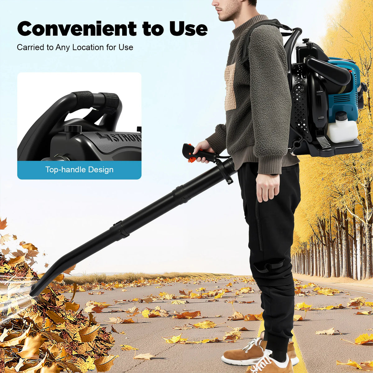 75 6cc 4-Stroke Gas Backpack Leaf Blower 2600w