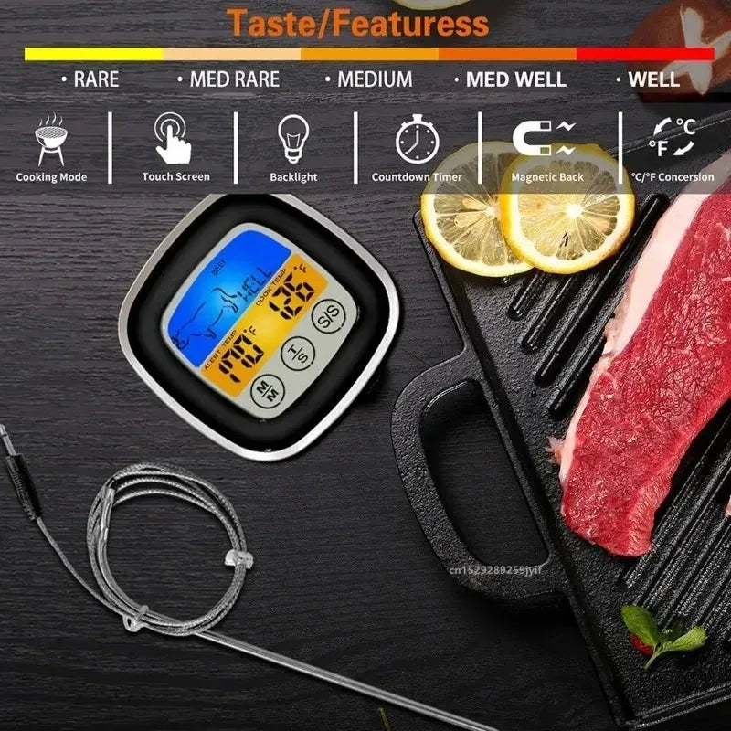 Digital Thermometer Probe Touch Screen Meat Barbecue Food