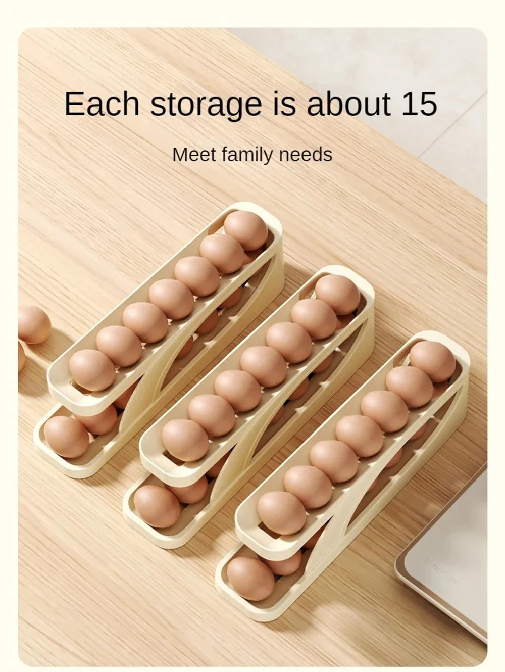 Automatic Rolling Double-Layer Egg Dispenser Egg Holder Dispenser