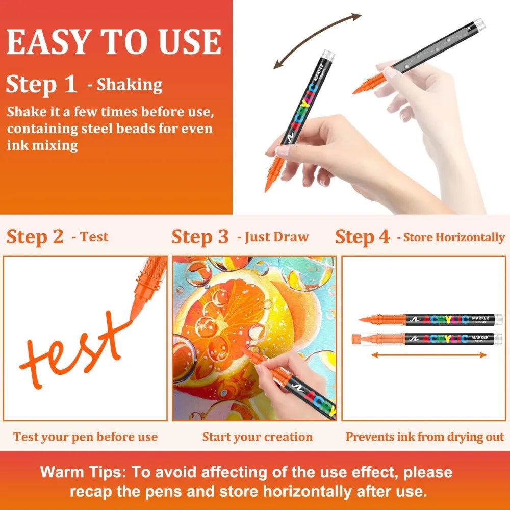 240 Colors Acrylic Paint Markers Soft Brush Tip