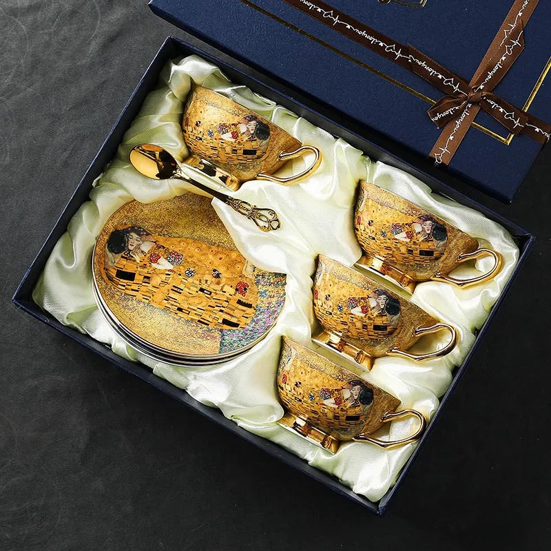 European Bone China Ceramic Coffee Cup Dish Spoon