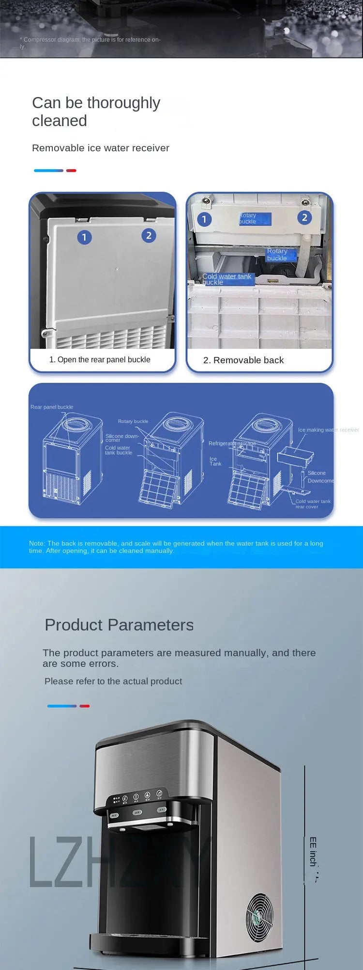 Drinking Water Ice Maker 48lbs Daily Ice Cube