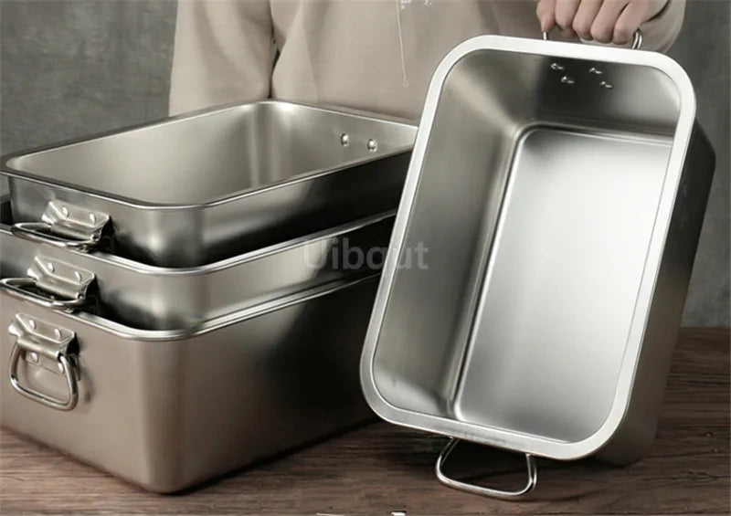 304 Stainless Steel Plate Metal Tray Handle Square