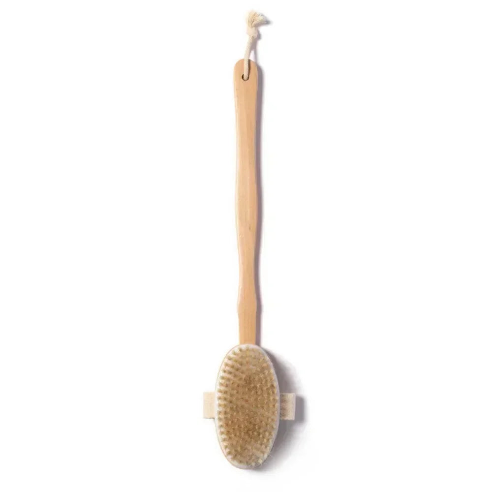 Wooden Long Handled Bristle Brush Back Scrubbing Product