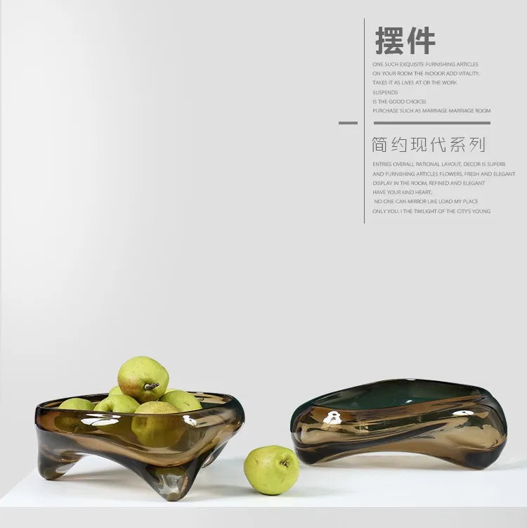 Glass Tray Geometric Triangle Transparent Glass Fruit Tray