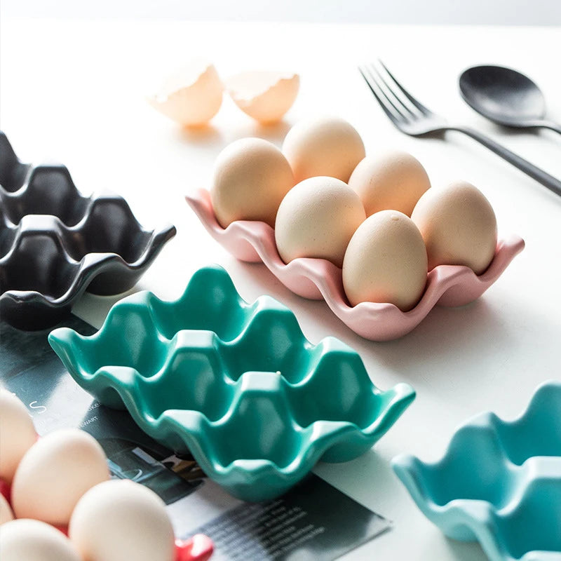 Grid Ceramic Egg Storage Rack Non Slip Shockproof