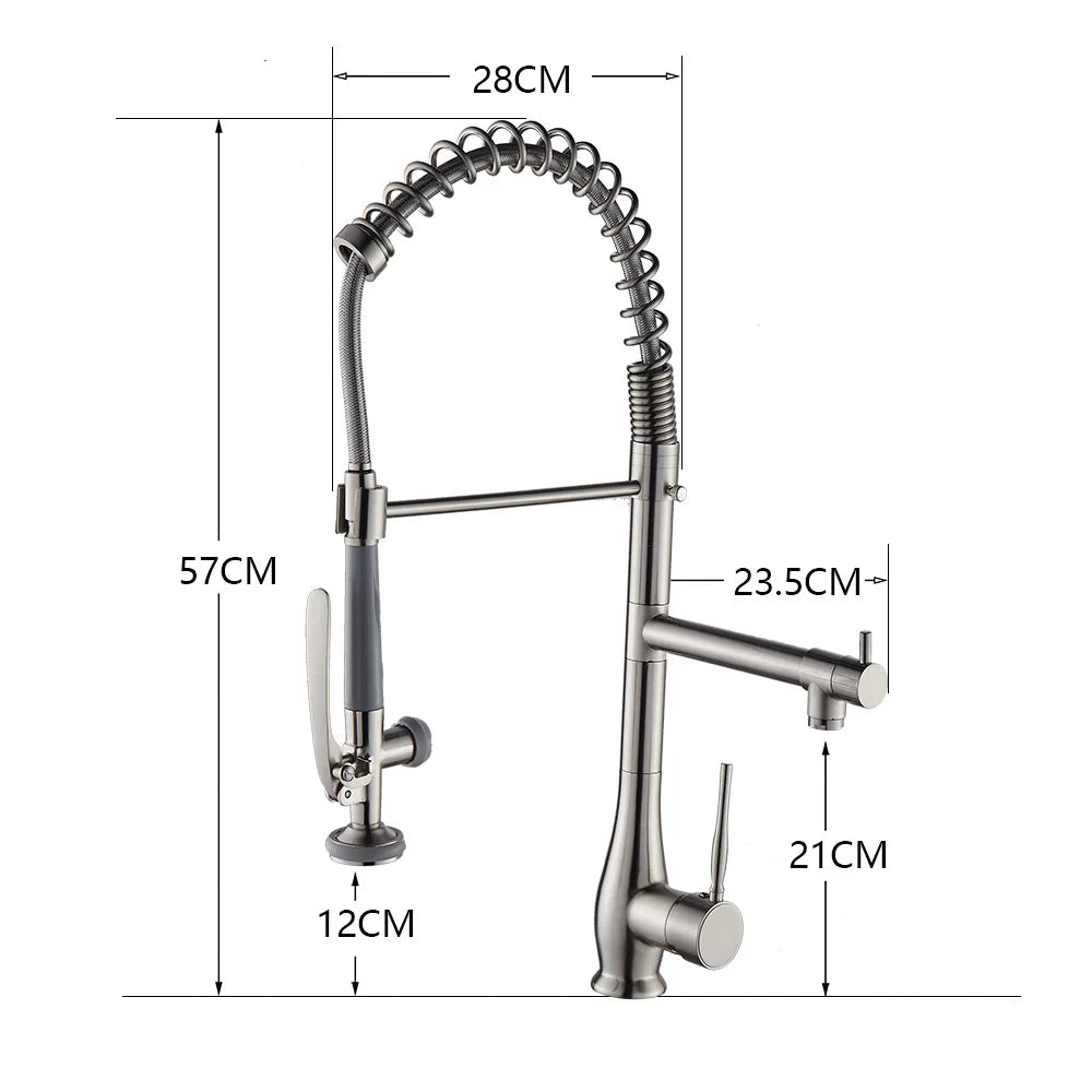 Faucet Brushed Nickel Pull-Out Faucet Swivel Dual Purpose