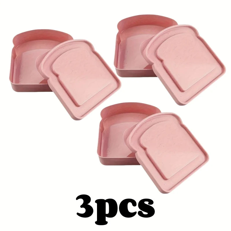 1/3pcs Reusable Bento Sandwich Box Lid Microwave Safe