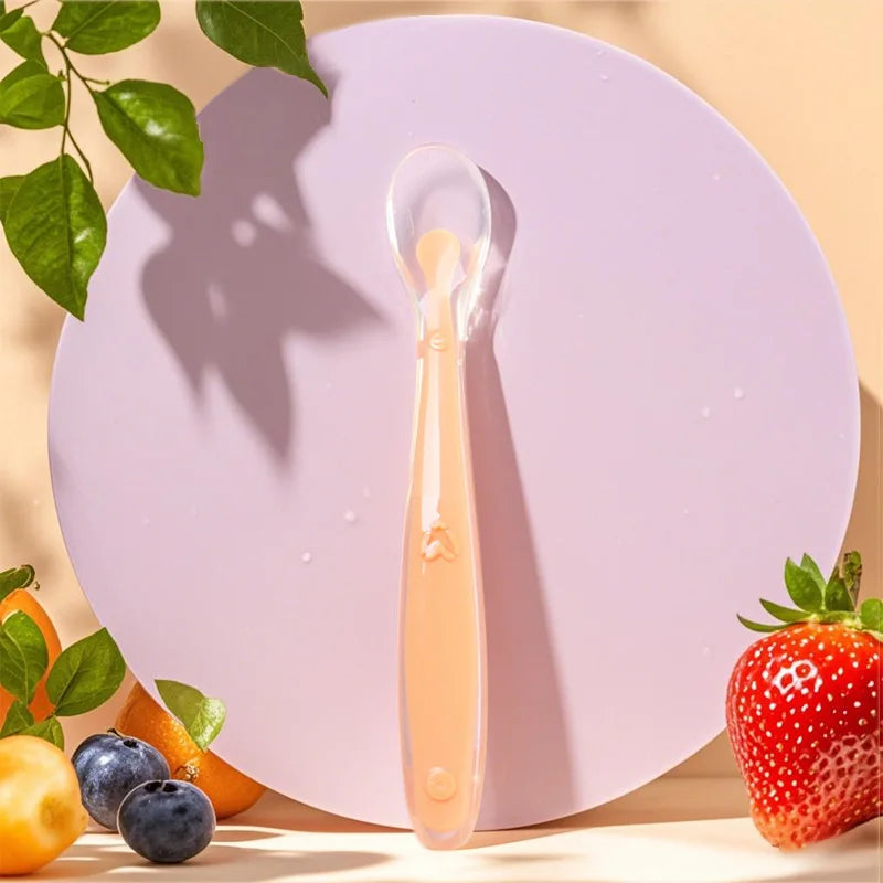 Baby Silicone Spoon Learning Spoon Love Pattern Tableware