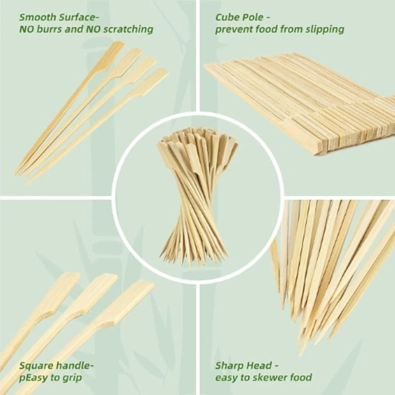 Wooden Bbq Skewers Hamburger Garnish Bamboo Sticks 12cm