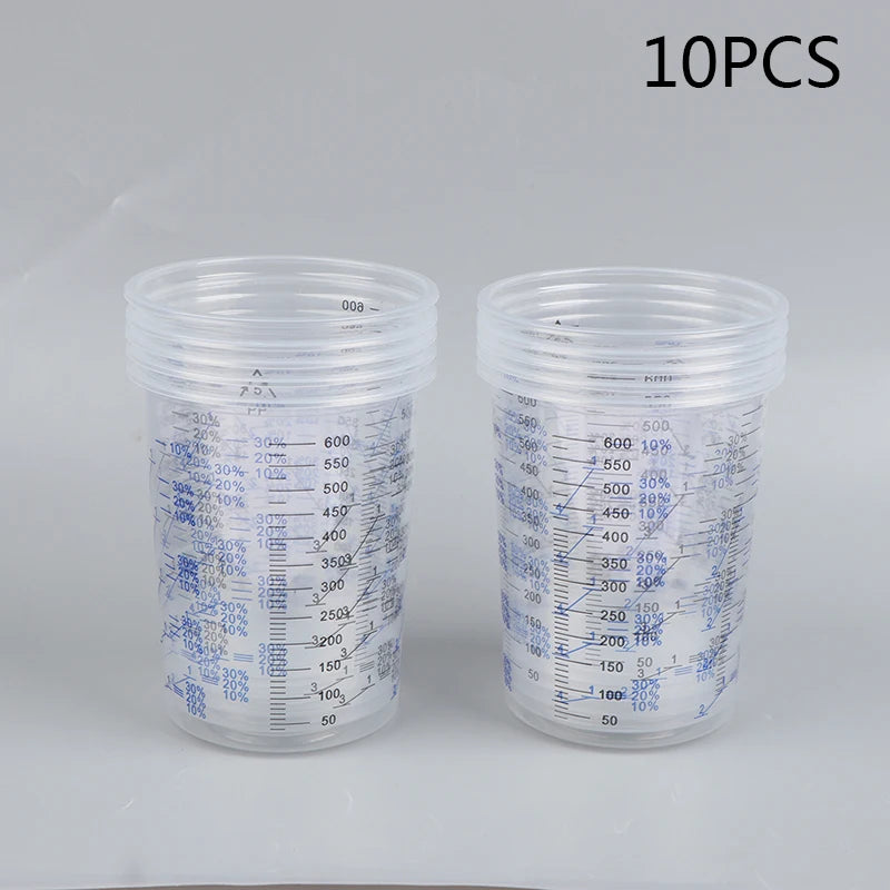 10/50pcs 600ml Disposable Paint Mixing Calibrated Cup Transparent