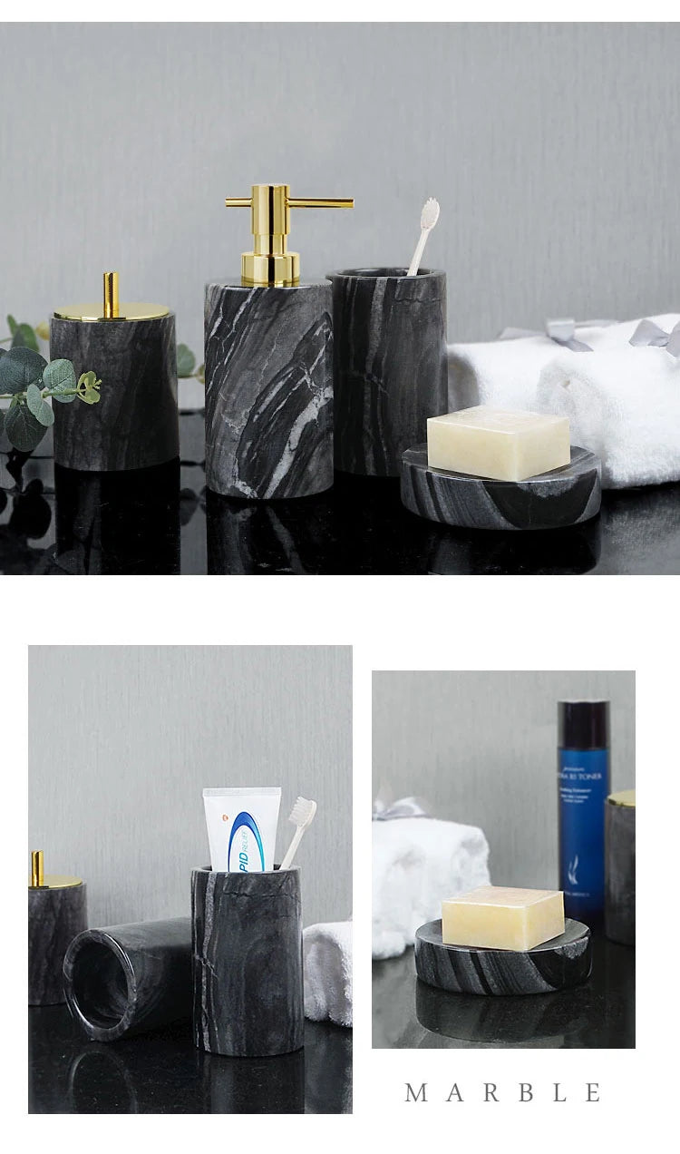 Black Natural Marble Stone Bathroom Luxury Toothbrush Holder