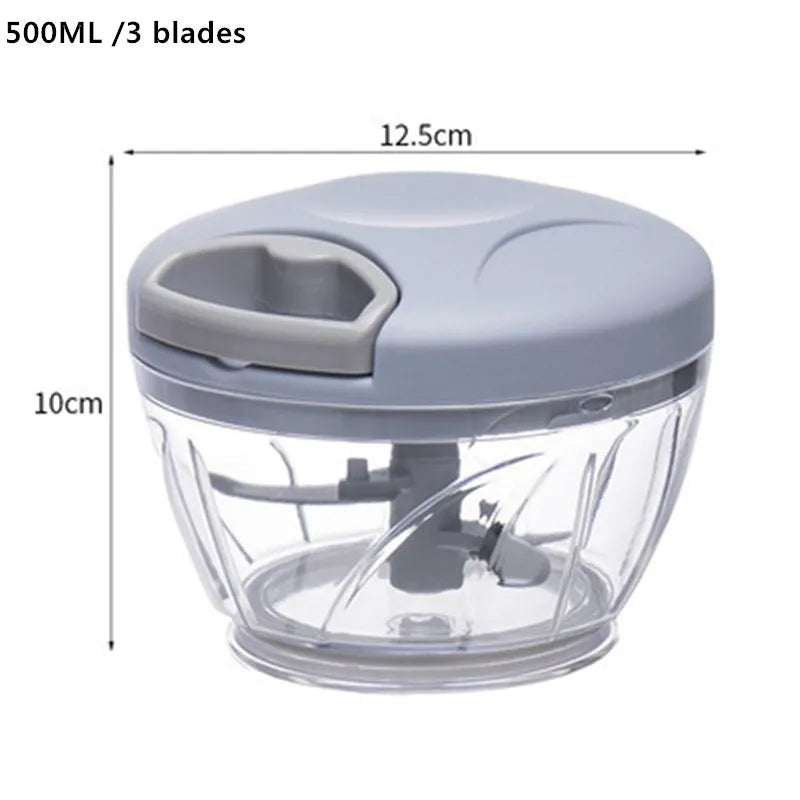 500/900ml Meat Mincer Garlic Chopper Hand Pull Press