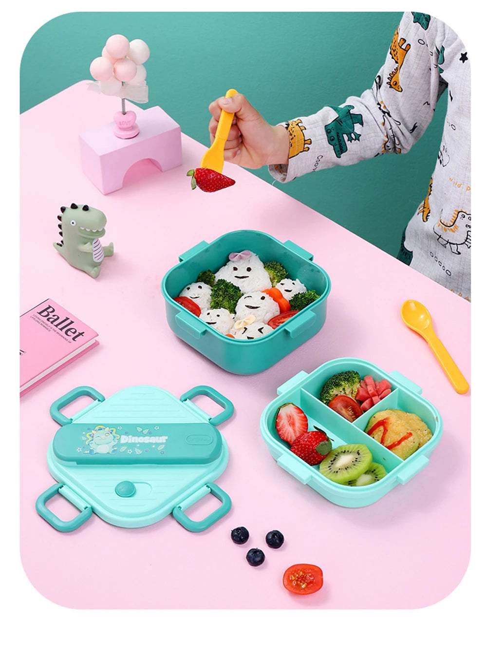 Grids Unicorn Lunch Box Children Students Sandwich Fruit