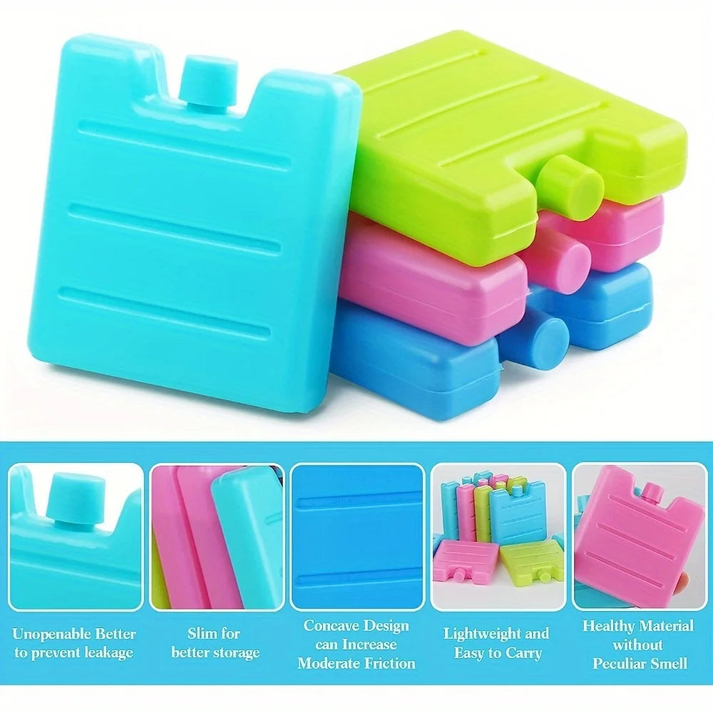 1/8pc Reusable Gel Ice Blocks Cooler Bag Stackable