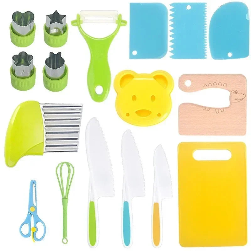 13/17pcs Montessori Kids Cooking Safe Knives Toddler 2-8