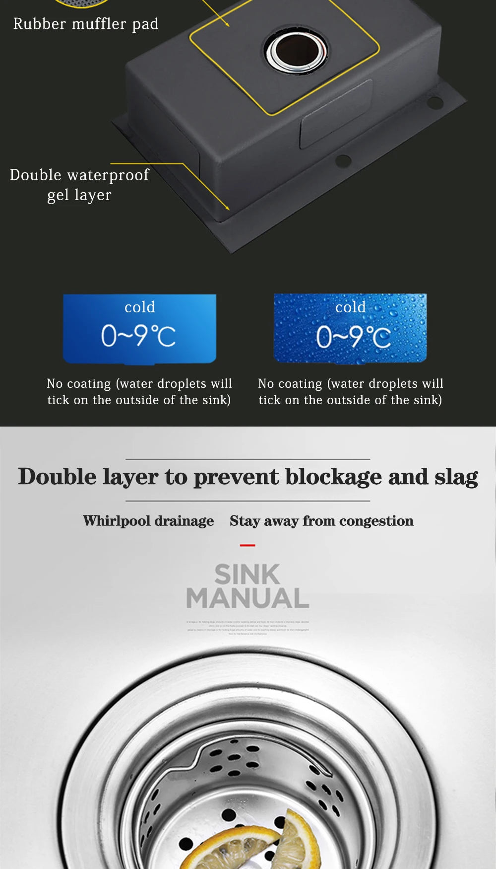 Dqok Stainless Steel Sink Slot Dish Basin Sink