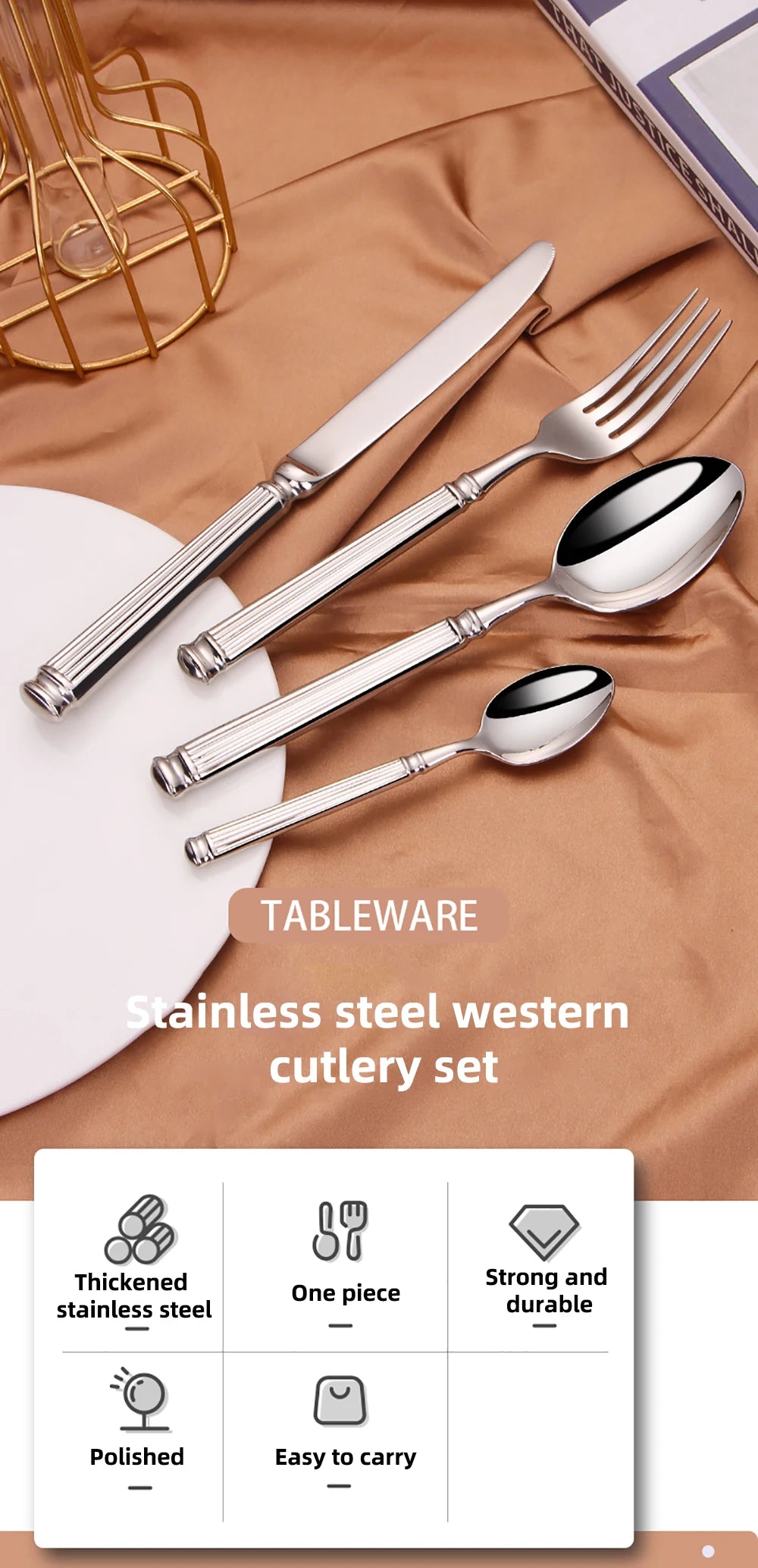 12/16/20 Pieces Sliver Tableware Stainless Steel Cutlery Elegant