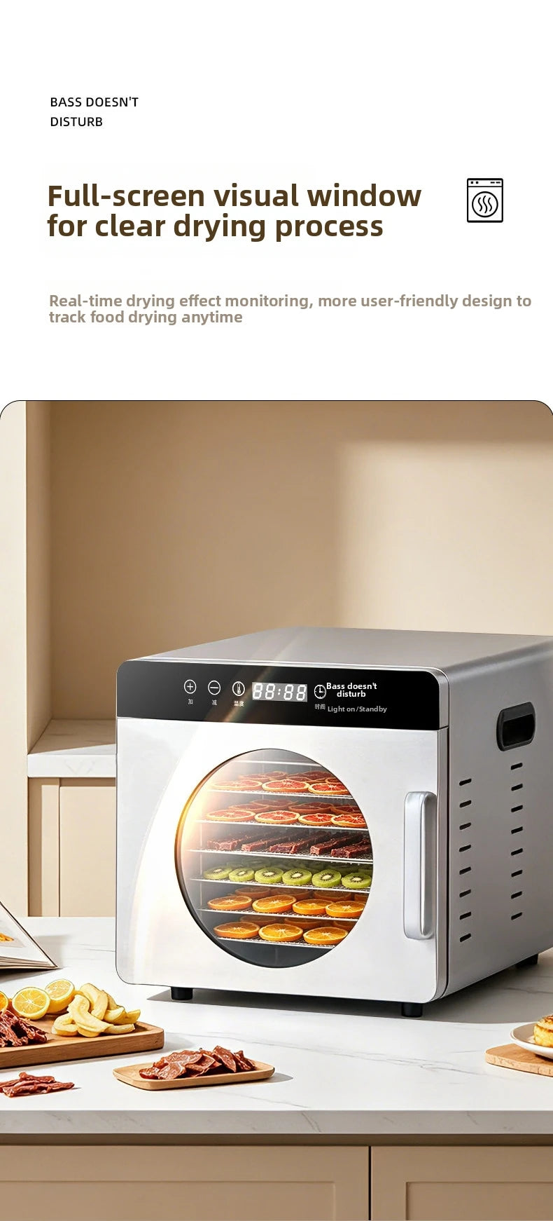 8-Layer Commercial Food Dehydrator Stainless Steel Electric Dryer