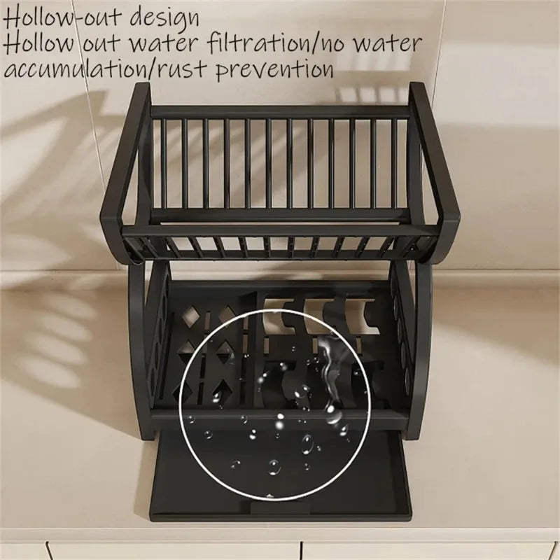 Space Saving Tier Dish Drying Rack Utensil Holder