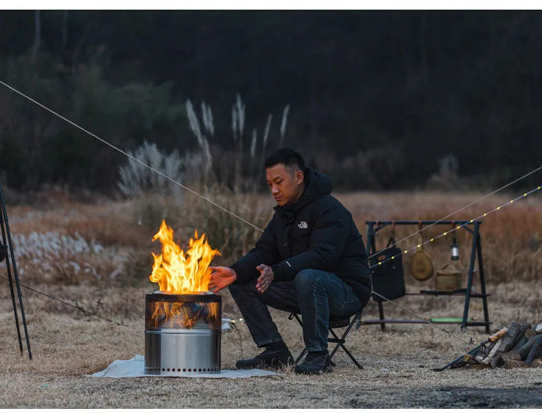 Camping Firewood Stove Folding Windproof Wood Burning Stove