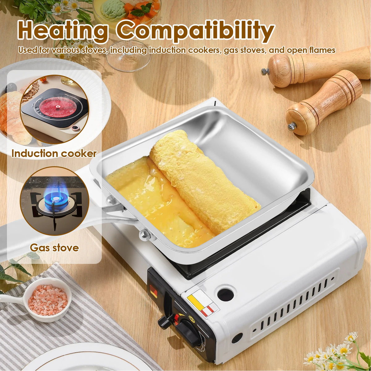 Stainless Tamagoyaki Japanese Omelette Pan Nonstick Egg Pan